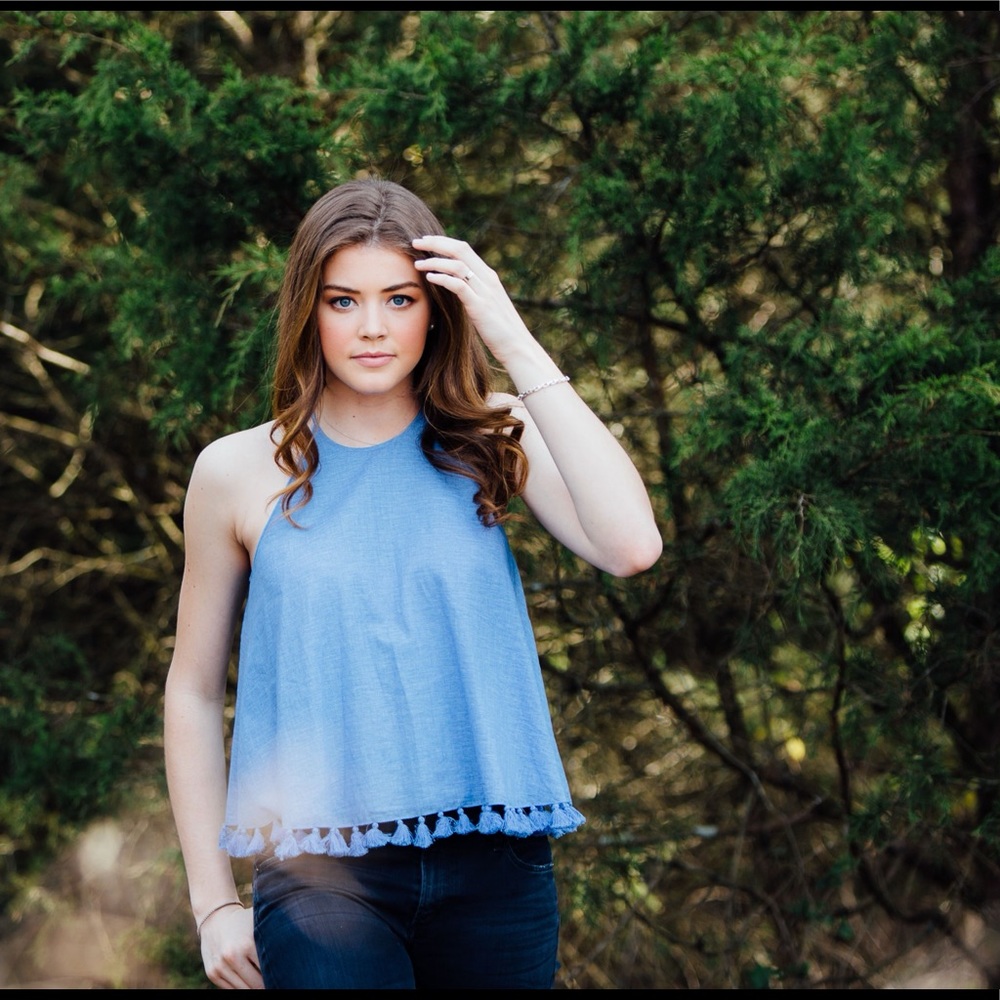 TORY BURCH blue top size 2